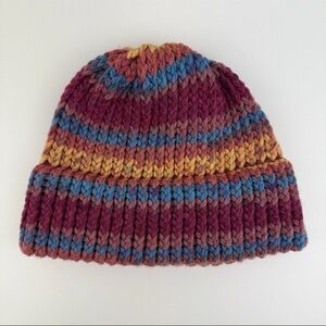 Handmade In USA Women's OSFM Hand Knit Beanie Winter Hat Cap Ribbed Cuffed NEW!